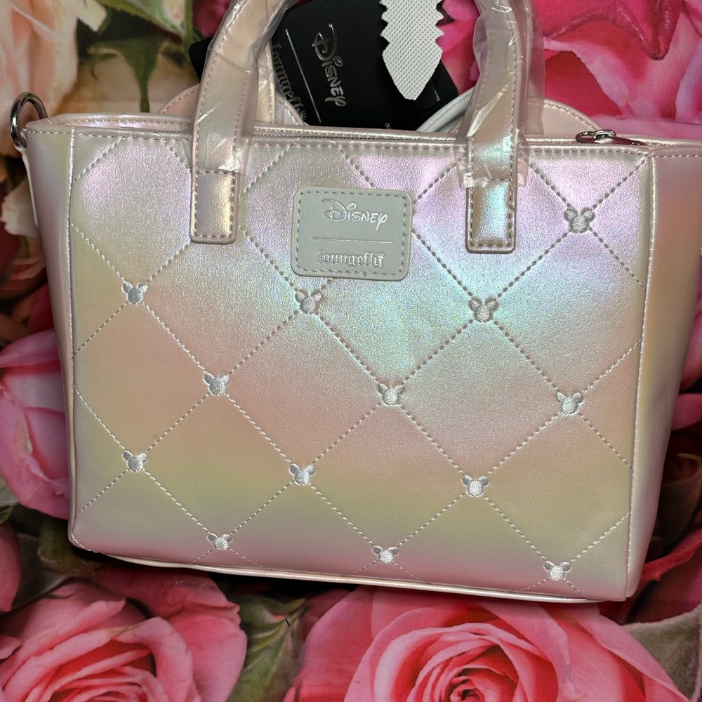 Loungefly Disney Iridescent Bow Handbag/ Crossbody - Picture 2 of 11